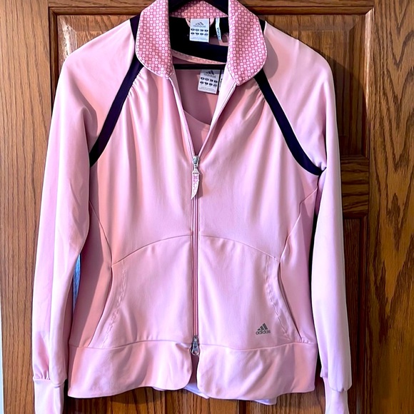ADIDAS NWOT CLIMA 365 PINK ZIPUP JACKET AND MATCHING TEE SET SIZE MEDIUM - Picture 2 of 14